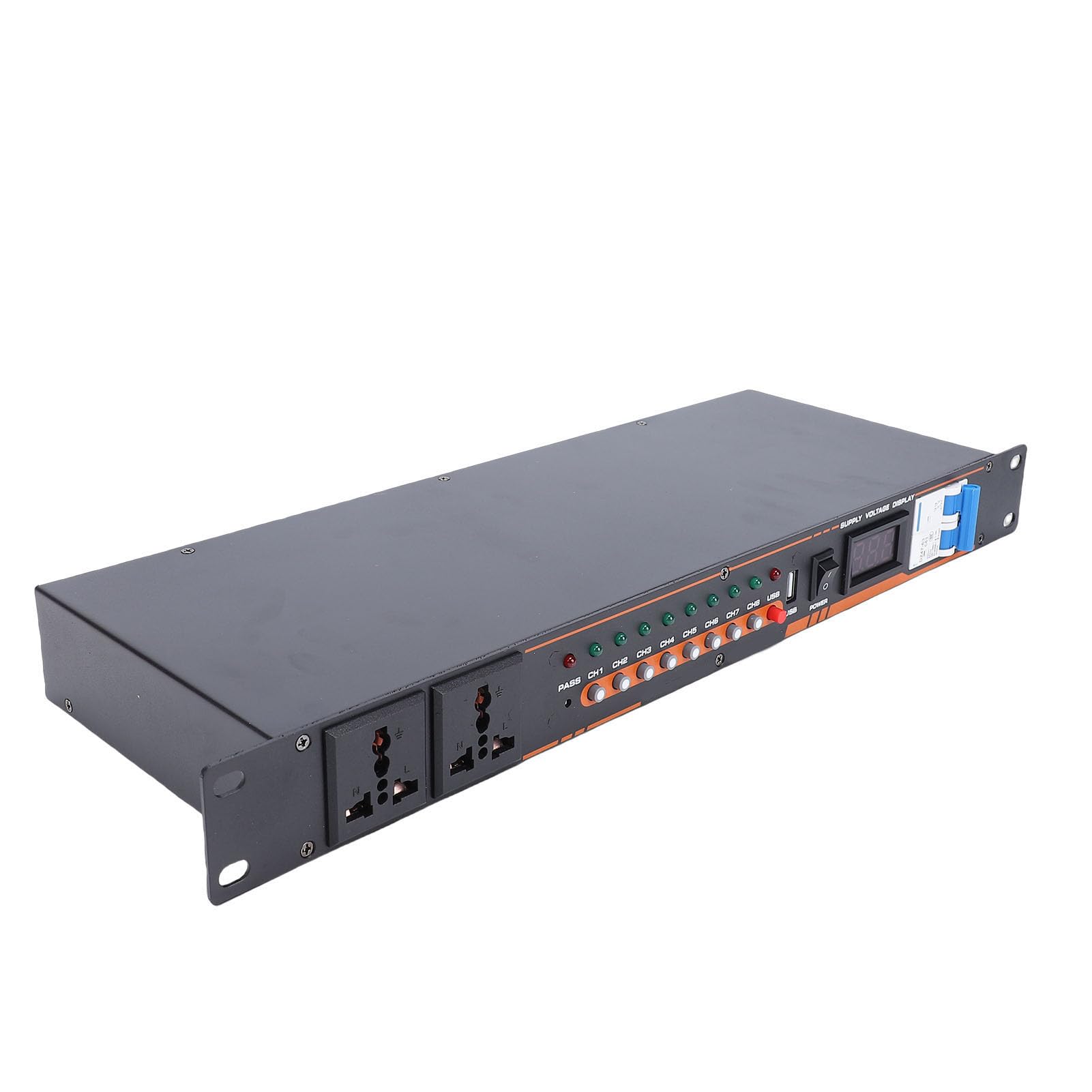 Akozon Equipo de Audio de Alta Potencia, 10 Salidas, Secuenciador de Potencia con Pantalla de Voltaje Digital, Interruptor, Amplificador de Escenario para Estudio (Enchufe de la UE)