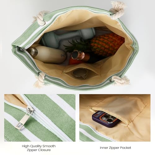 Tavaleu Beach Bags for Women - Large Beach Bag with Zipper Waterproof Sandproof, Swim Pool Tote Bag Vacation4