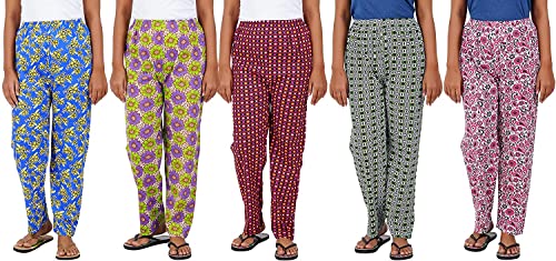Image of LADY WILLINGTON Womens Track Pant Lower Cotton Printed Payjama /Lounge Wear -Soft Cotton Night Wear /Pyjama for Women(Pack of 5PIECES), Prints May Vary (Assorted Pyjama),
