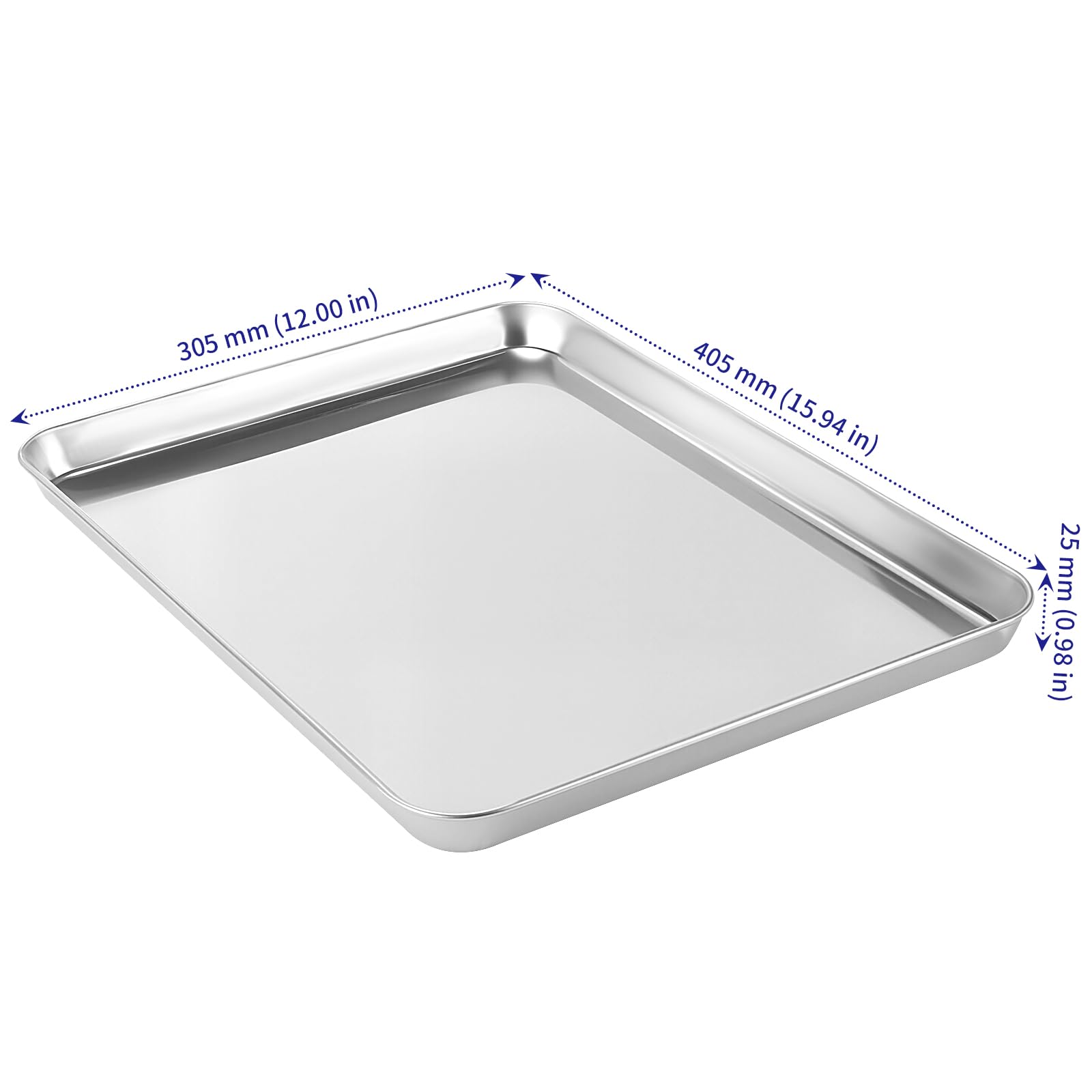 SOUJAP 6 teglie da forno, rettangolari in acciaio inox, per cottura, arrosto, cottura, 40,5 x 30,5 x 2,5 cm, lavabili in lavastoviglie