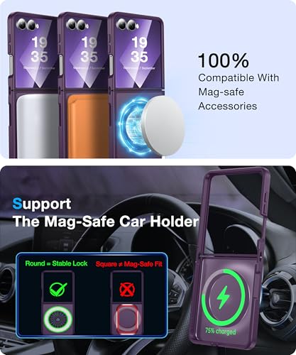 Image of Galaxy Z Flip 7 MagSafe Case, Military Drop Tested, Translucent Matte Silicone Bumper, Anti-Fingerprint, Slim, Mystic Purple