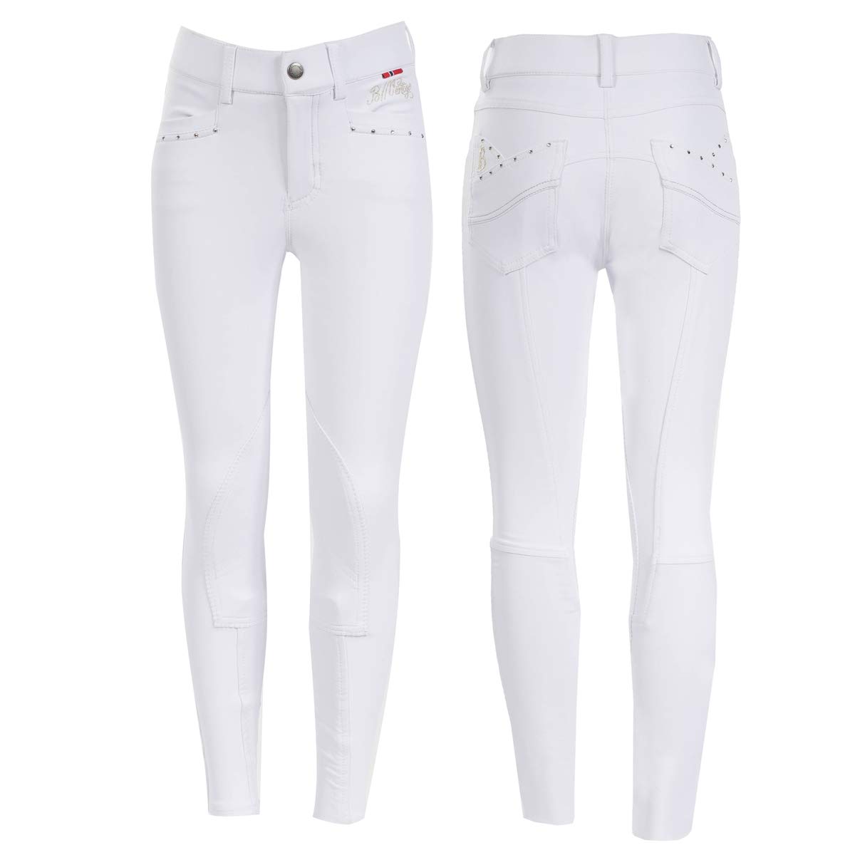 HORZEB Vertigo Olivia Girls Silicone Full Seat Breeches - Bright White - JR Large