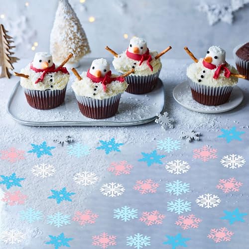 Image of 100 Pcs Snowflakes Confetti Decorations for Christmas Winter Frozen Theme Themed Party Baby Shower Confetti Paper Table Scatter