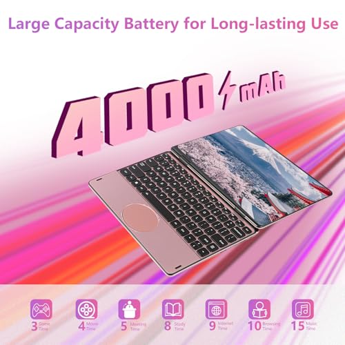 Image of 11 Inch 2 in 1 Laptop, 360 Touchscreen Convertible Laptop,Celeron N100 (Up to 3.4GHz), 16GB DDR4, 1920x1200 IPS, Backlit Keyboard, Side Power Button(Rose Gold, 16GB+256GB SSD)