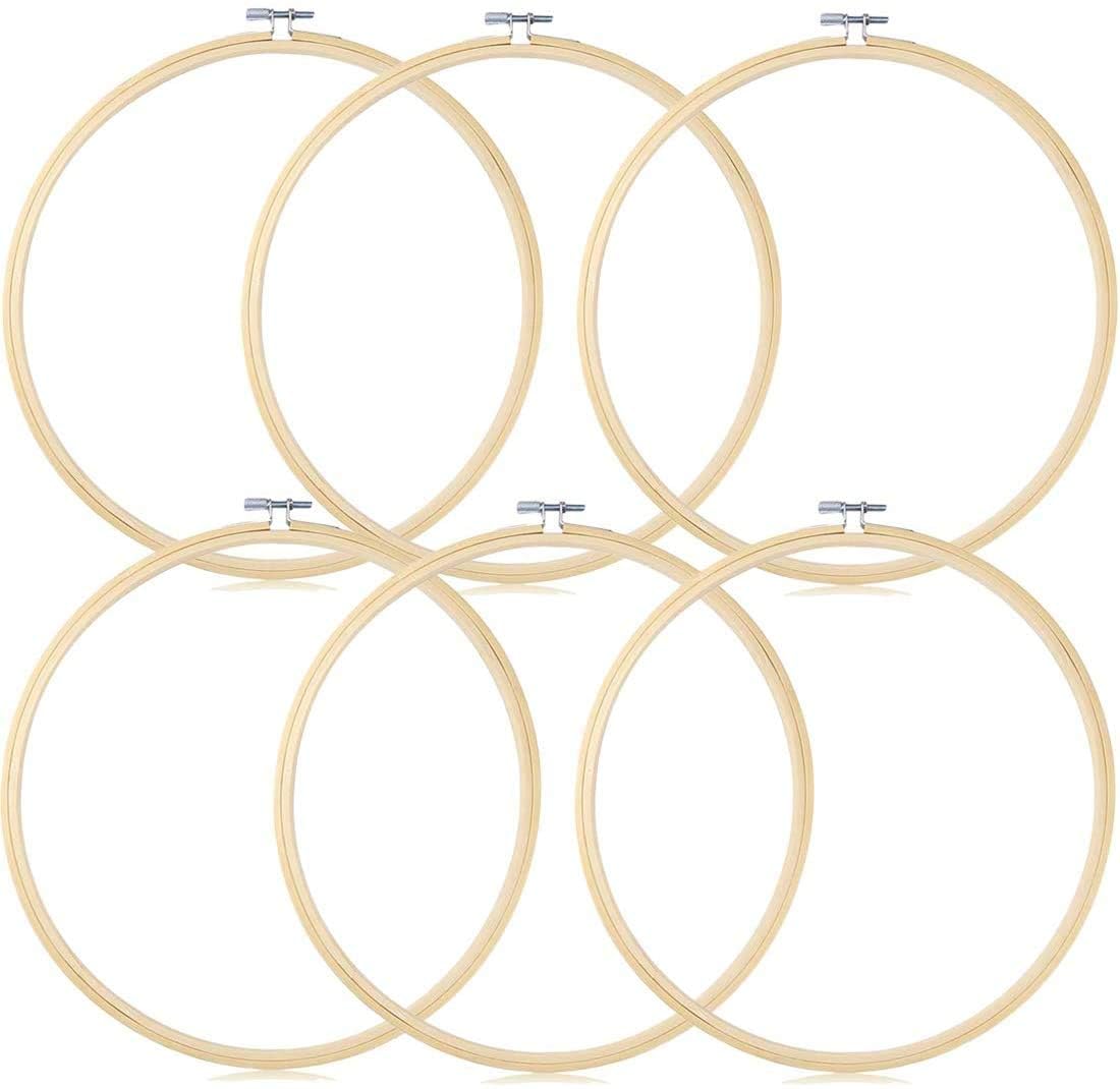 Tokerd Wood Color 6 Pcs 8 Inches Embroidery Hoops Round Cross Stitch Hoops Circle Embroidery Hoops 20Cm Cross Stitch Rings For Diy Art Craft Sewing Wreaths Decoration