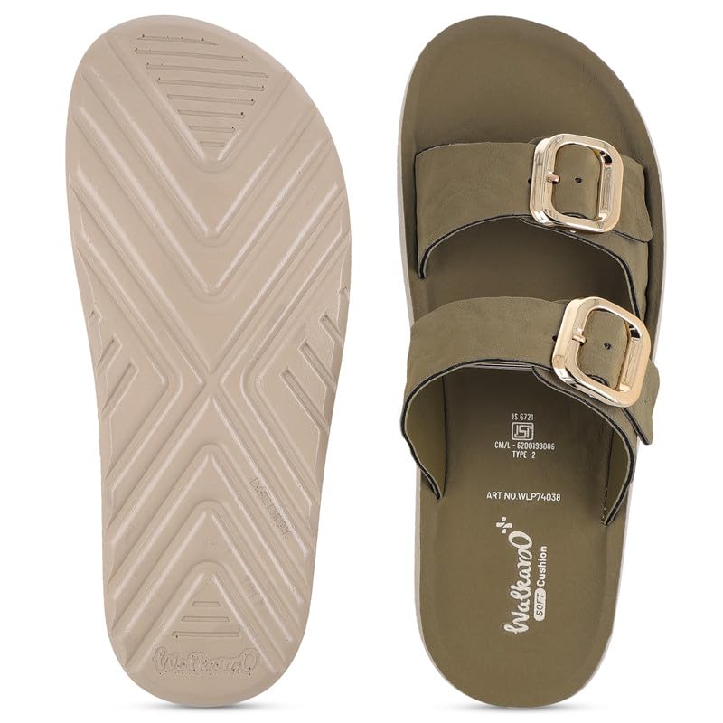 Image of WALKAROO Women's Comfort Flat Sandals|Soft Cushioned Footbed, Lightweight PU Platform Sole|CasualWear,Travel,Outdoor,office wear,Stylish,Trendy Sandals|WLP74038