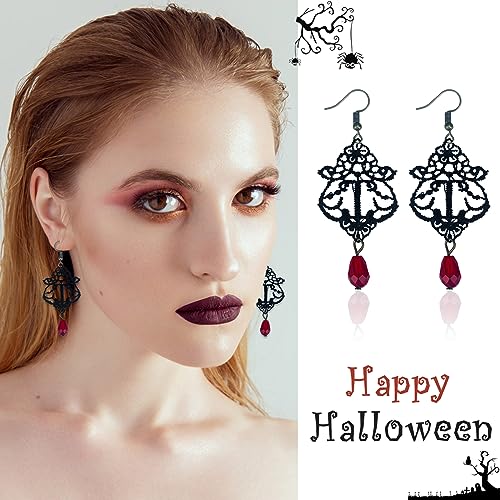 YBMYCM Halloween Costumer Jewelry Set for Women Black Lace Choker Gothic Choker Necklace Vampire Jewelry Halloween Cosplay Party Supplies3