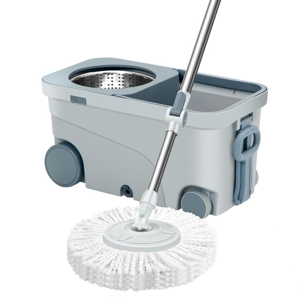 Sistema de fregonas Spin Mop Bucket Floor System, Double Drive Lavable Reutilizable Ahorro de Mano de Obra para el hogar y la Oficina, Adecuado para Madera Dura, baldosa, linóleo