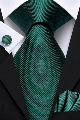 Image of Hi-Tie Father and Son Tie Set Striped Plaid Ties for Men and Boys Silk Necktie Pocket Square Set for Wedding Gifts