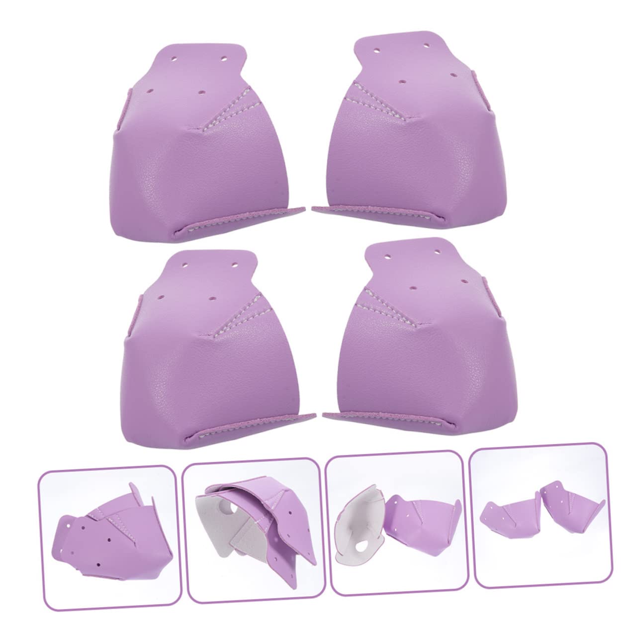 HEMOTON 4 Sätze Skate-Stiefel Zehe Schlittschuh-stiefelüberzüge Kappen Pads Schutzausrüstung Zum Skaten Schutzausrüstung Für Rollschuhlaufen Leder Violett 2 Paare * 4