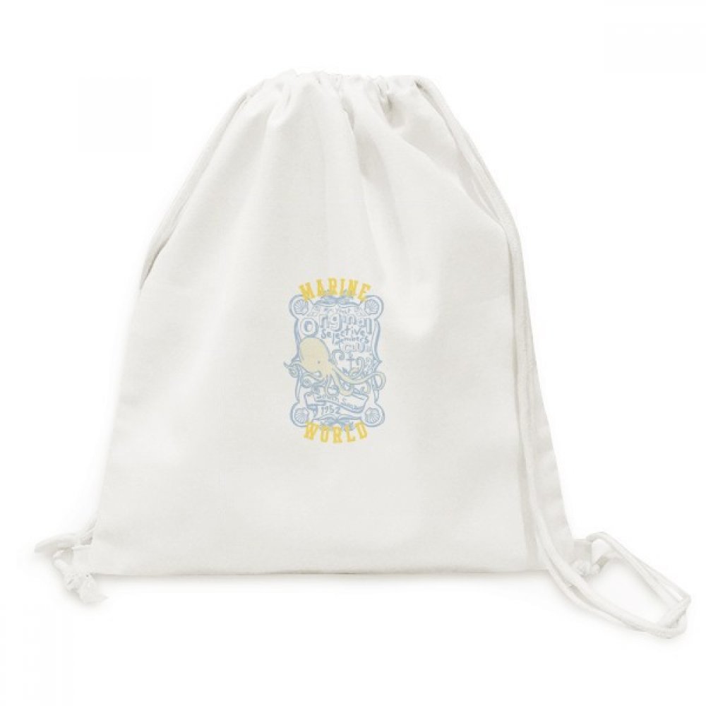 Drawstring Backpack Octopus en toile solide à double cordon de serrage - 5