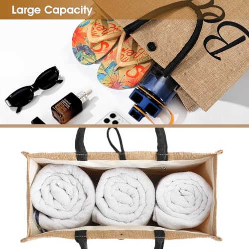 Image of Trifabricy Beach Bag, Large Beach Bag for Women, Woven Straw Beach Tote Bag Waterproof, Weaving Swim Gym Shopping Travel Bag