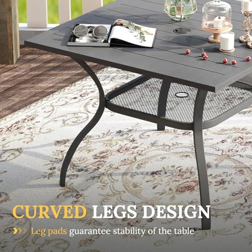 Image of VICLLAX Patio Dining Set for 4-37.8 inch Square Table & Cushioned Seats, Grey