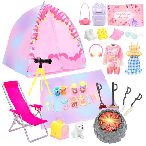 35 Pcs Travel Camping Tent Set Doll Clothes Accessories for 11.5 Inch Doll