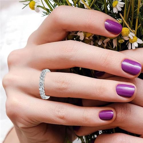 9-Stone Oval Shared Prong Moissanite Annivesary Band for Women, VVS D color Moissanite Anniversary Engagement Eternity Bands Platinum Plated Silver Stacking Rings with Free Engraving4