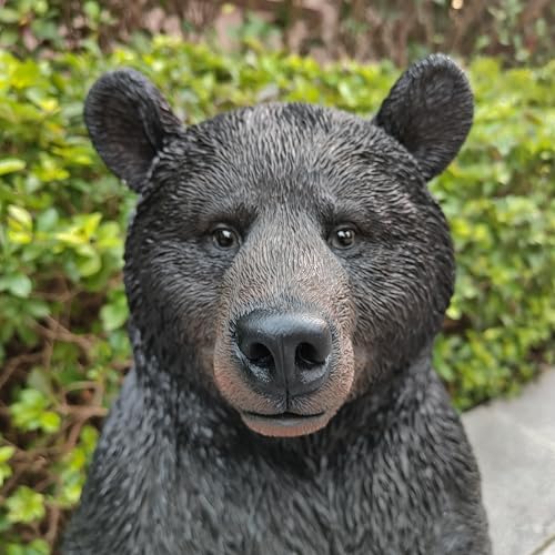 Figura de oso sentado negra de poliresina HI-LINE miniatura 2