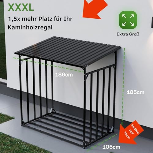 Holzunterstand Gartenzeit Kaminholzregal Außen XXL 186x105x185 cm