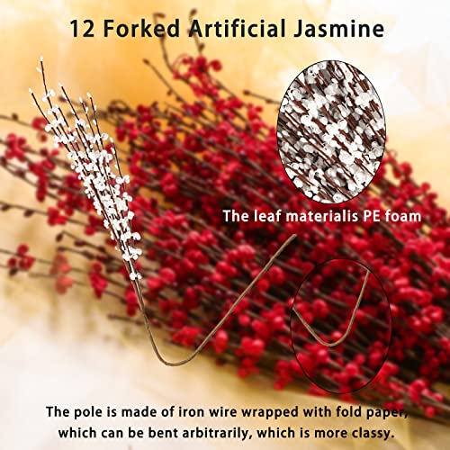 Artificial Long Jasmine 29.5" White 12Pcs Artificial Flowers Fake Plant Christmas Diy Faux Flower Of Wedding Yard Decor Chinese New Year Restaurant Hotel Closet Living Room Office Party Decoration. #TOP3