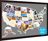 USA Photo Map - 50 States Travel Map 24 x 36 in, Includes Photo Maker, Idea Gift for Lovers Couples Adventurers, United States Weve Visited Vocation Travel Tracker Wall Décor (Frame NOT Included)