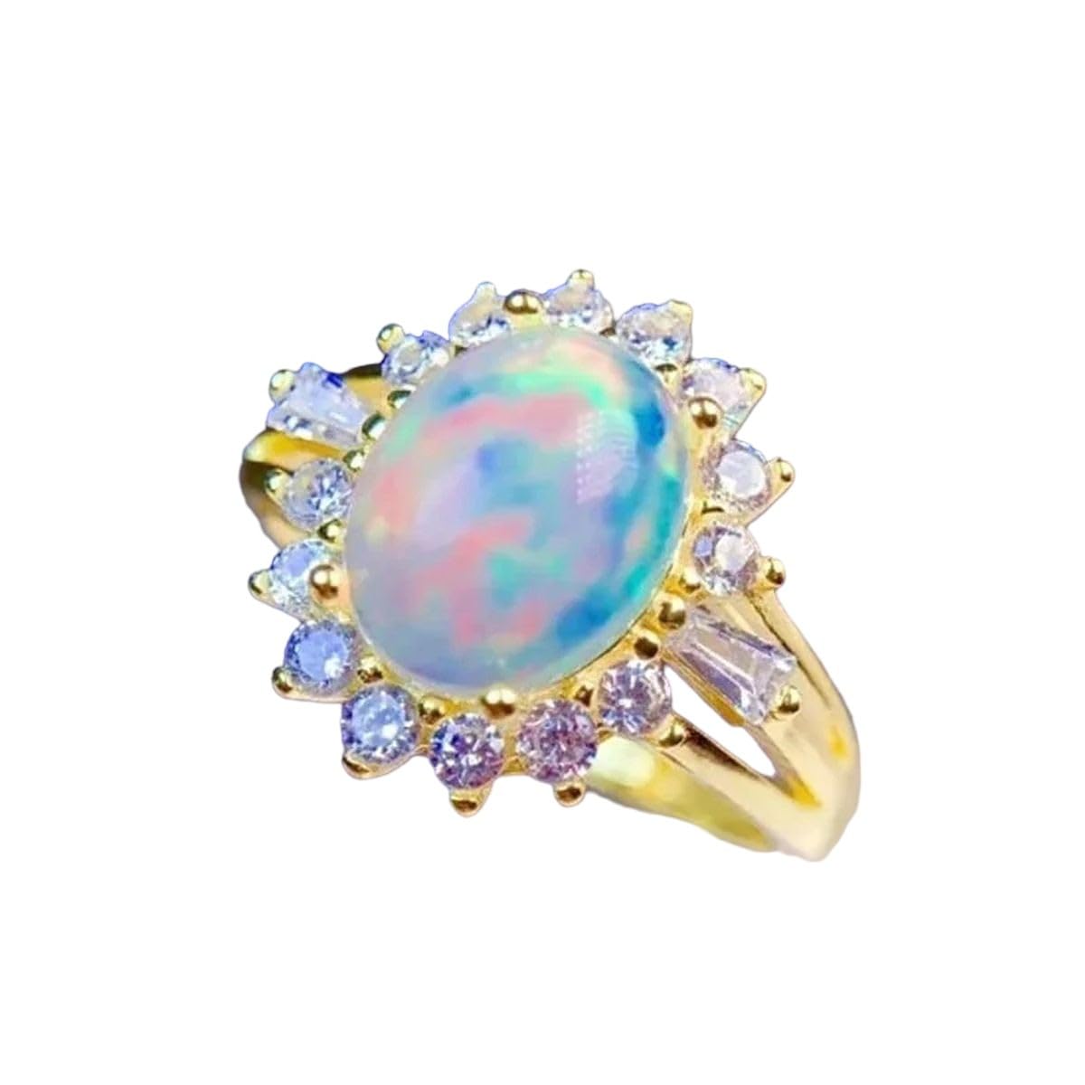 Color Women's Ring Aobao Inlaid Rhinestone Imitation Gold Ring European And American Wish Popular Jewelry Size 5-11