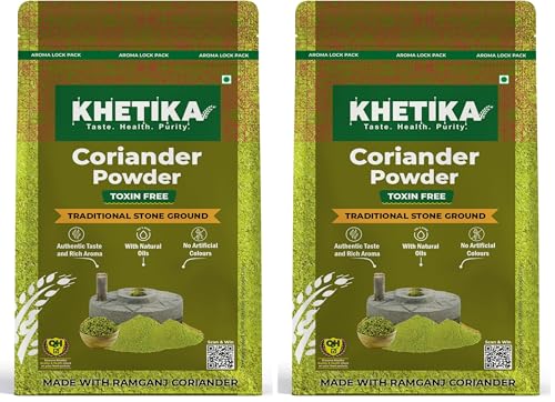 Image of Khetika Coriander Powder 400g | Toxin Free | Traditional Stone Ground | With Natural Oils | Authentic Taste & Rich Aroma (Pack of 2)