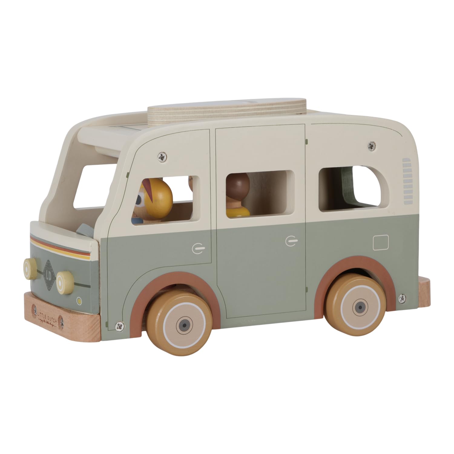 Little Dutch Camper Bus Wohnmobil Auto Vintage inkl. Spielfiguren Holz Kinder - grün