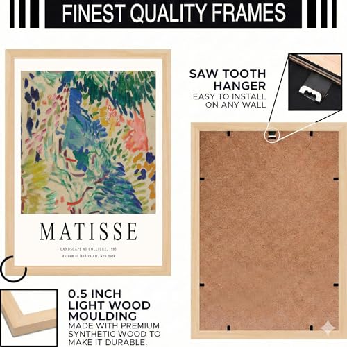 Image of BLINKART Henri MatisAesthetic Modern Art Walls With Frame | Natural Wood Texture | Living Room Bedroom Office Wall Decoration | Poster Home Decor Frames Wall Bedroom | 12x8 Inches (D239)