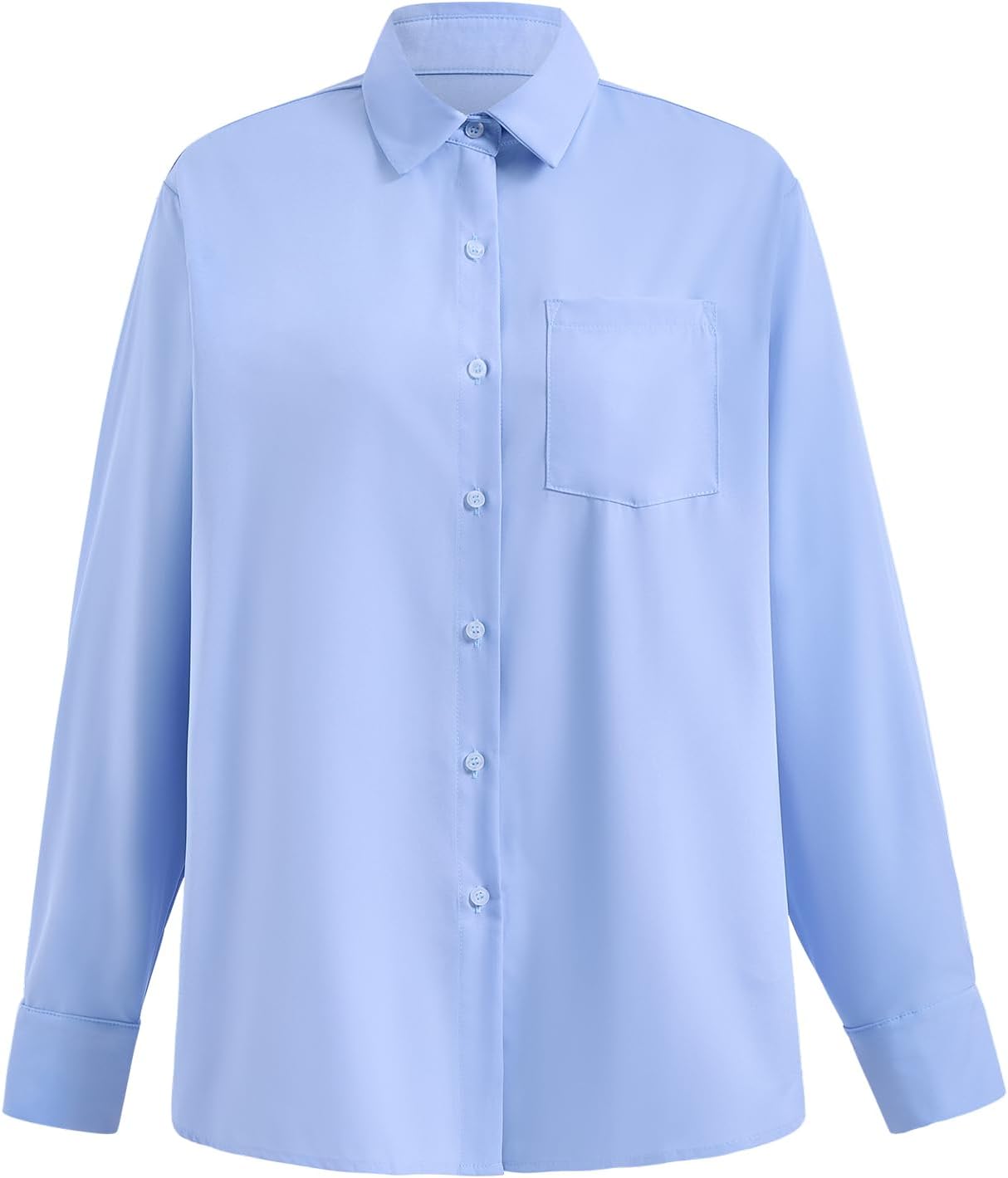 Women's Button Down Oversized Shirt Long Sleeve Collared Work Office Blouse