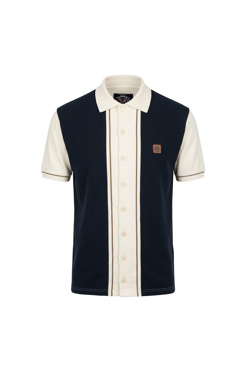 Trojan Men's Ecru Ottoman Panel Short-Sleeved Polo Shirt - Tr/9076