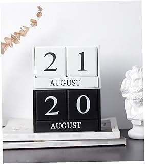 Cabilock Wooden Manual Desk Calendar Black Creative Desk Wood Calendar Decoration for Office and Home Vintage Style Desktop Ornament for Study and Workspace
