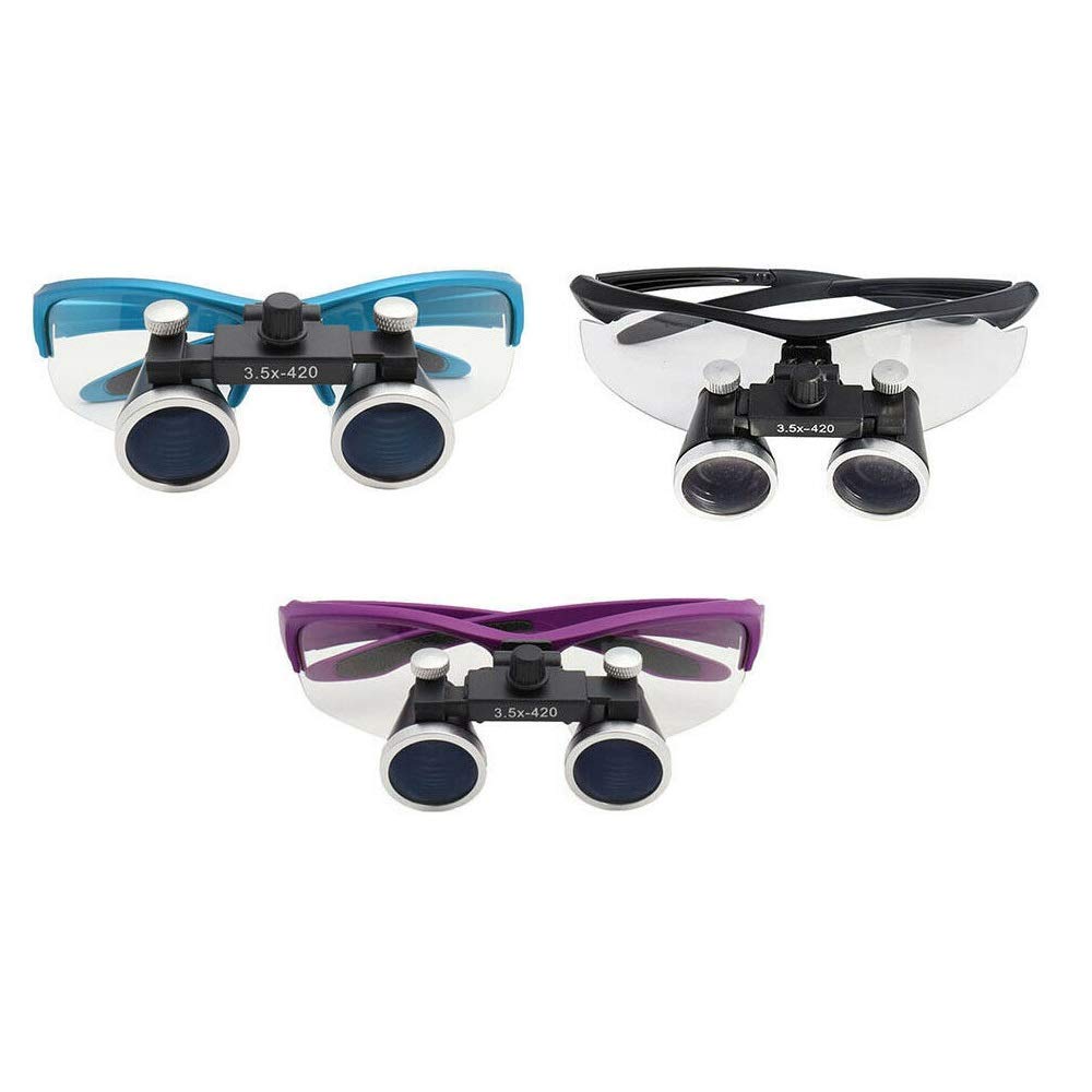 Lupa de reparación montada en la Cabeza 2,5X/3,5X420 mm Lupa de Laboratorio Lupa Binocular de Aumento Lupa de Lectura/observación/reparación (3,5 x 420 mm Azul) (2,5 x 420 mm Plata)