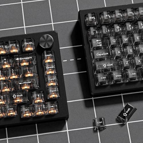 Image of dagaladoo Black Clear Keyboard keycaps,Transparent keycaps 60 75 100 Percent,Crystal Jelly Key Cap Set,Shine Through Key caps.,Cherry Profile Key caps for Mx Switches Mechanical Keyboard