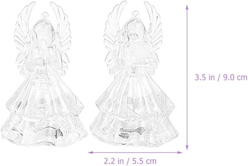 Miniatura 6 de Abaodam 4 lámparas LED de ángel que cambian de color, ángel de la guarda, luz nocturna, ángel de cristal, árbol de Navidad, decoración colgante,