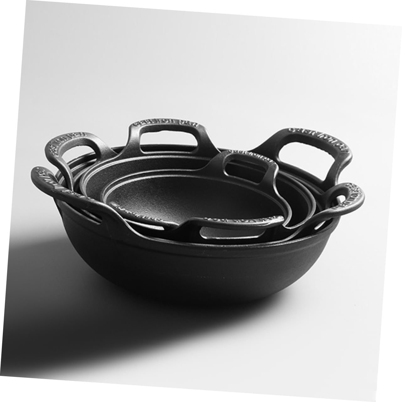 Happyyami Cast Iron Skillet Camping Cookware with Ergonomic Side Handles Non-stick Design for Outdoor Cooking - Easy to Clean for Picnics Hiking