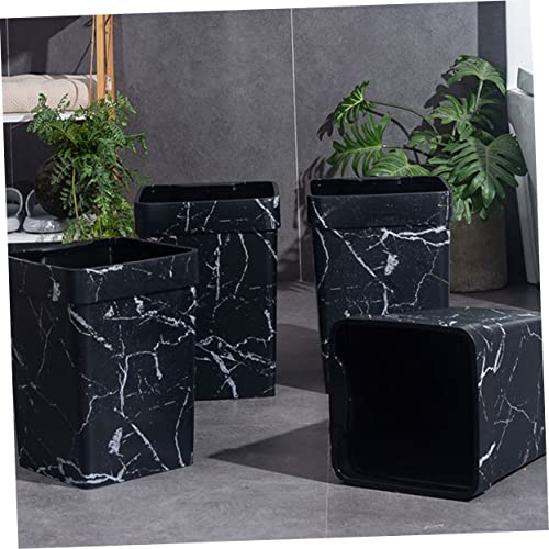 Image of Marble Trash Can Bathroom Trash Can Garbage Can Farmhouse Trash Square Waste Bin Trash Basket Black Bins Counter Trash Can Trash Bin Plastic Container Office Outdoor, 25.5X18.8CM