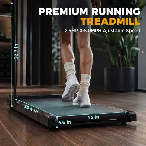 Image of Walking Treadmil with Incline - 2.5HP Portable Treadmill for Home Office, Compact Running Walking Machine with Remote Control, LED Display, Quiet Walking Machine, 265LB Capacity
