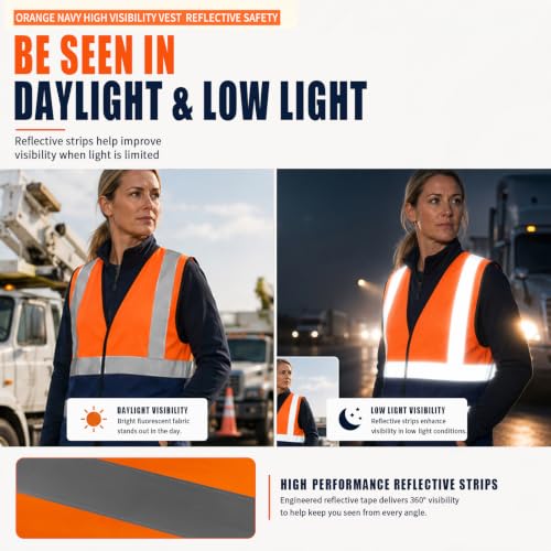 Image of AYKRM 12 colour High visibility viz vest hi vis viz reflective work construction safety vest (XS-8XL)