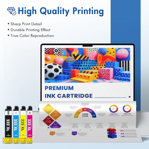 Image of Remanufactured Replacement for XP-4200 232XL Ink Cartridges Combo Pack Compatible for 232 Ink for Epson Printer XP 4200 4205 XP4200 XP4205 XP-4205 Workforce WF-2950 WF-2930 WF 2950 2930 (4 Pack-KCMY)