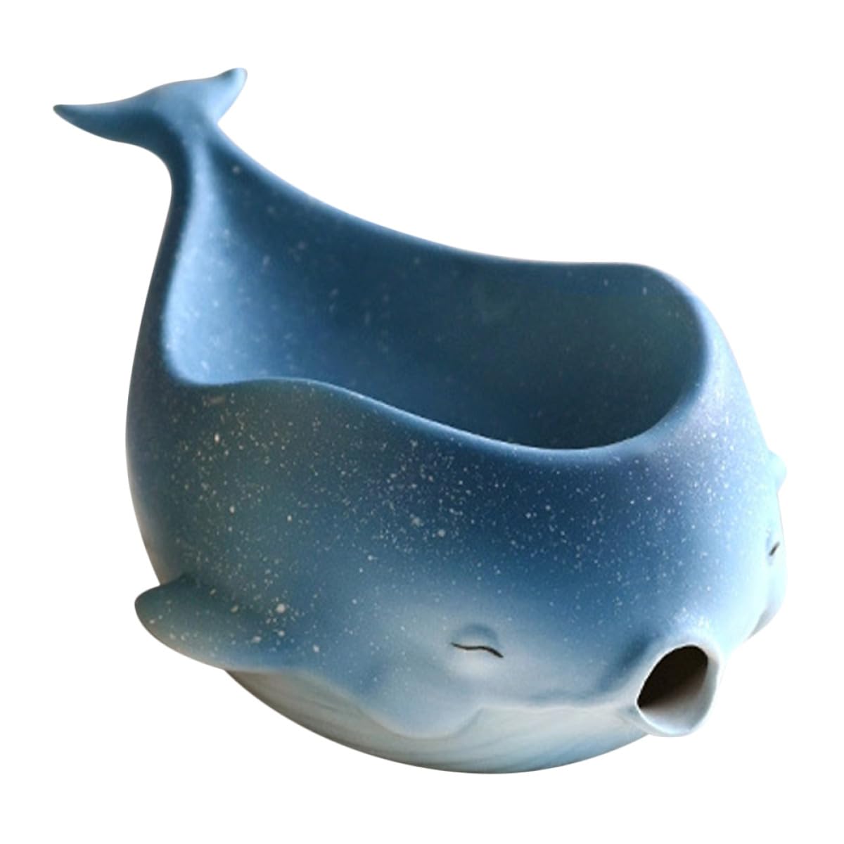 SECFOU Portasapone in Ceramica Forma di Balena con Scarico Autodrenante Vassoio per Sapone Accessorio Bagno Decorativo e Funzionale Regalo per Casa