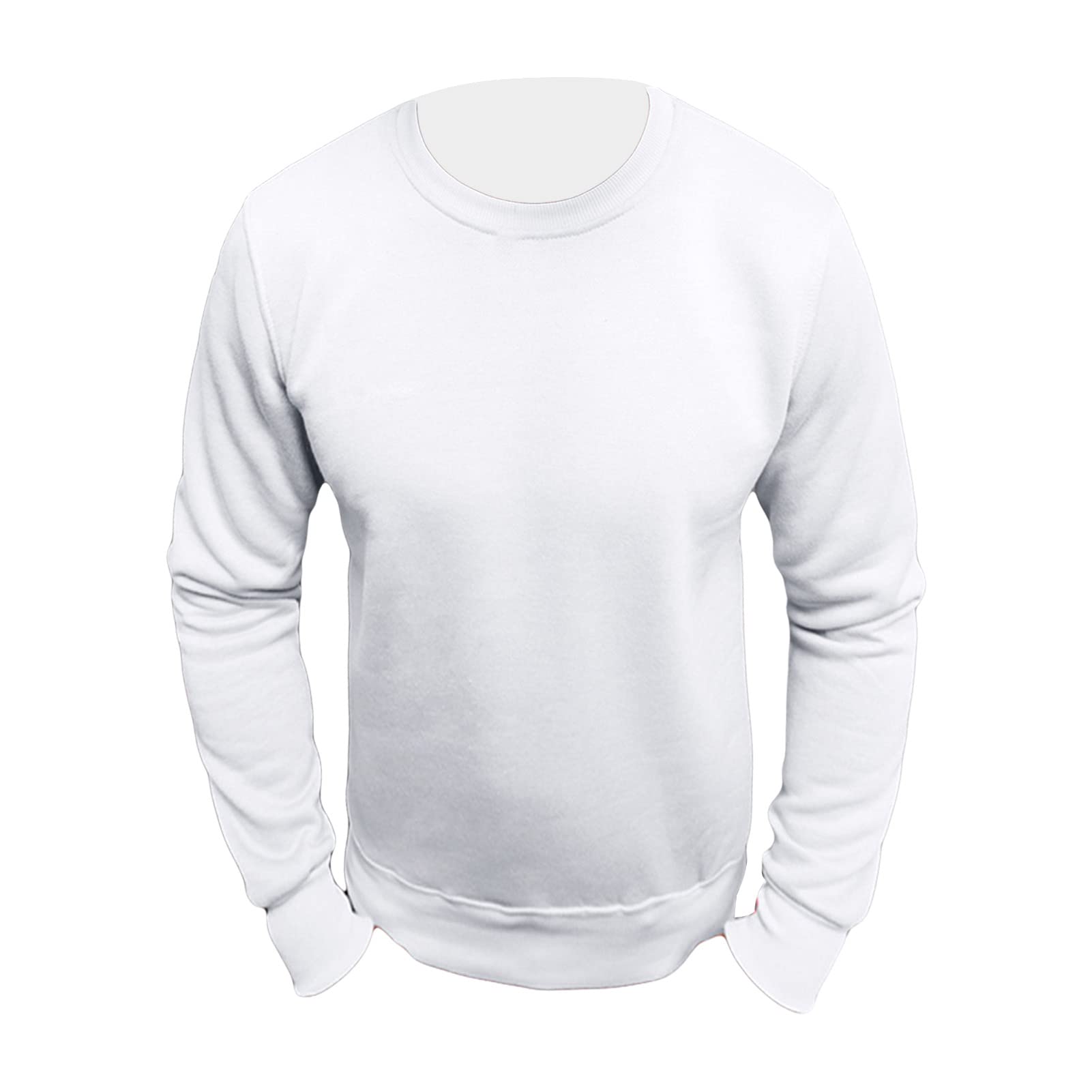 Maiyifu-GJ Men's Casual Long Sleeve Crewneck Sweatshirt Long Sleeve Solid Color Pullover Lightweight Round Neck Shirt Tops (White,Medium)
