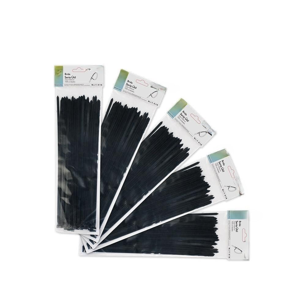 Pack of 100 Black Nylon Cable Ties 66 3.6x150mm Strong and Durable for Cable Ties and Organizing Bindings