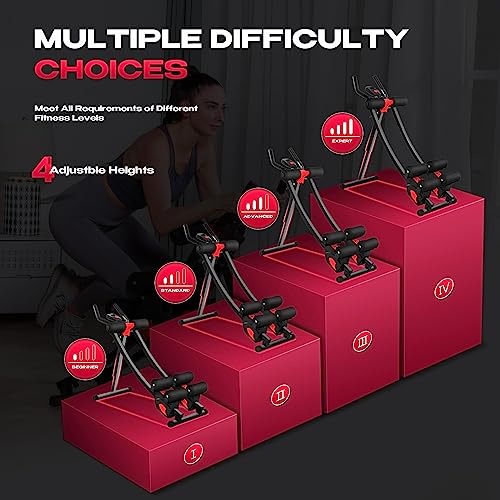 BODY RHYTHM Dual-Track Ab Machine with 4 Adjustable Heights, Foldable Core & Abdominal Exercise Machine, Total Ab Workout Equipment for Home Gym, Ab Women Exercise Fitnes Trainer. (Black)