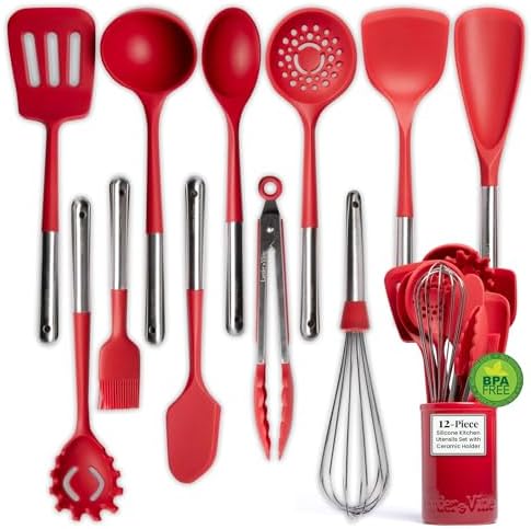 Larder & Vine 12-Piece Silicone Kitchen Cooking Utensils Set with...
