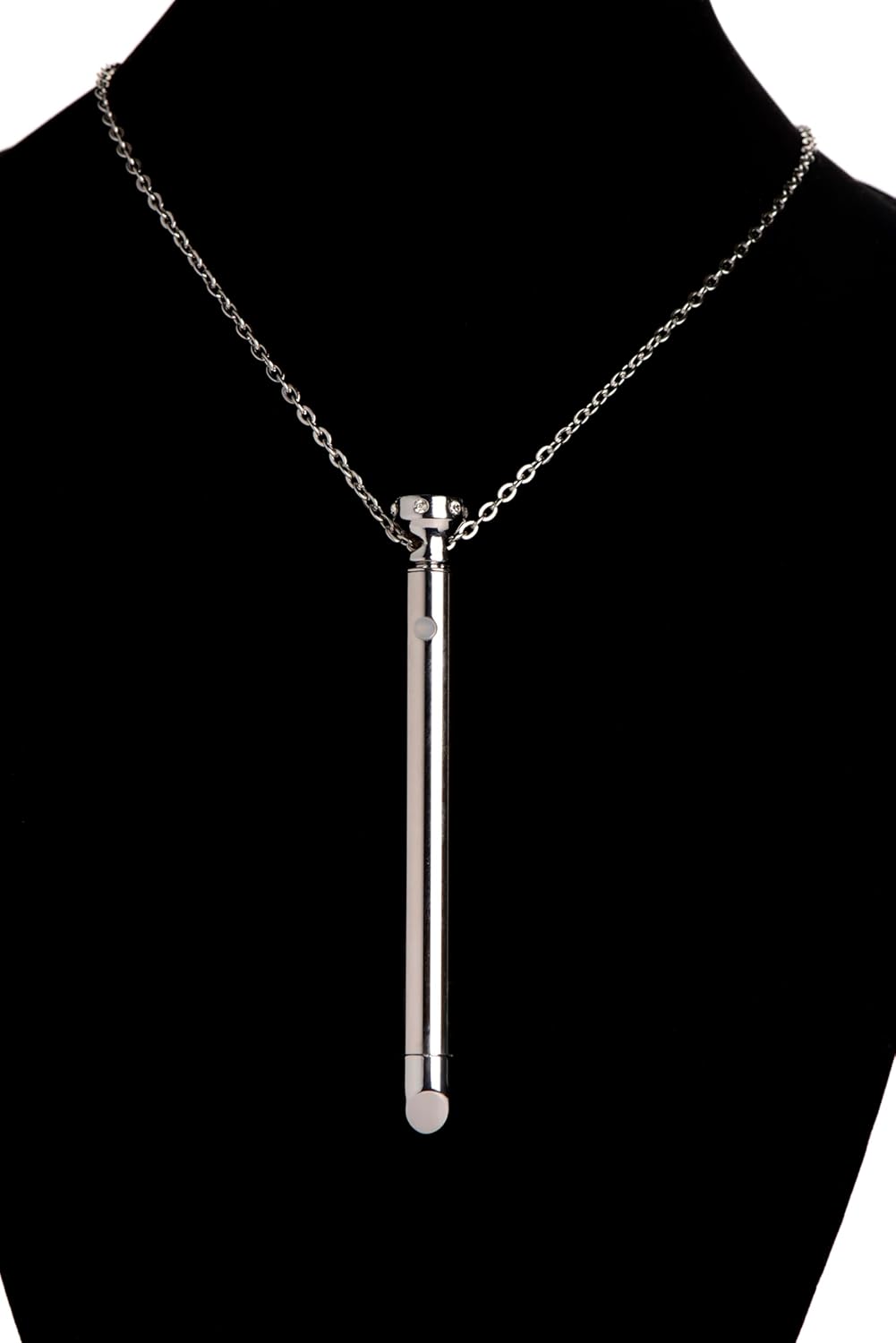 Charmed Silver 7X Vibrating Y Necklace for Women, Sexy Silver Bar Pendant with Chain Necklace, Rechargeable 2-in-1 Necklace Jewelry with Rhinestones