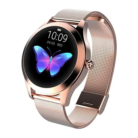 CUEYU Smart Watch KW10, Round Touch Screen IP68 Waterproof Smartwatch for Women, Fitness Tracker with Heart Rate and Sleep Pedometer, Bracelet for iOS/Android (Gold) Cover