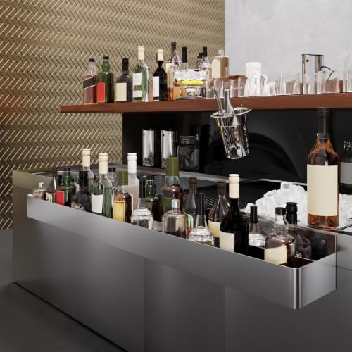 Image of AmGood 60 in. Abreast Double-Tier Stainless Steel Speed Rail Rack - Liquor Bottle Organizer for Bars, Restaurants, Nightclubs, and Home Bars