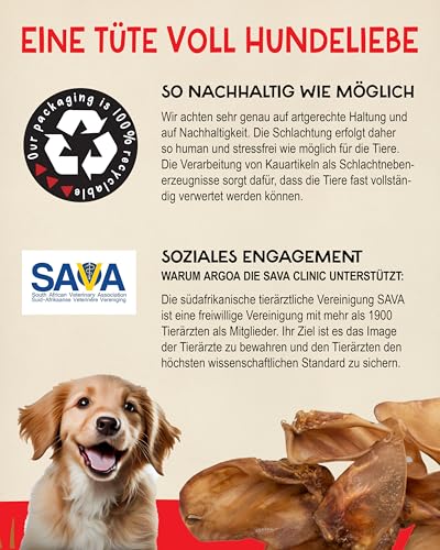 MIMOS Rinderohren für Hunde 500g - Natürliche Kauartikel ohne Zusätze und Getreide