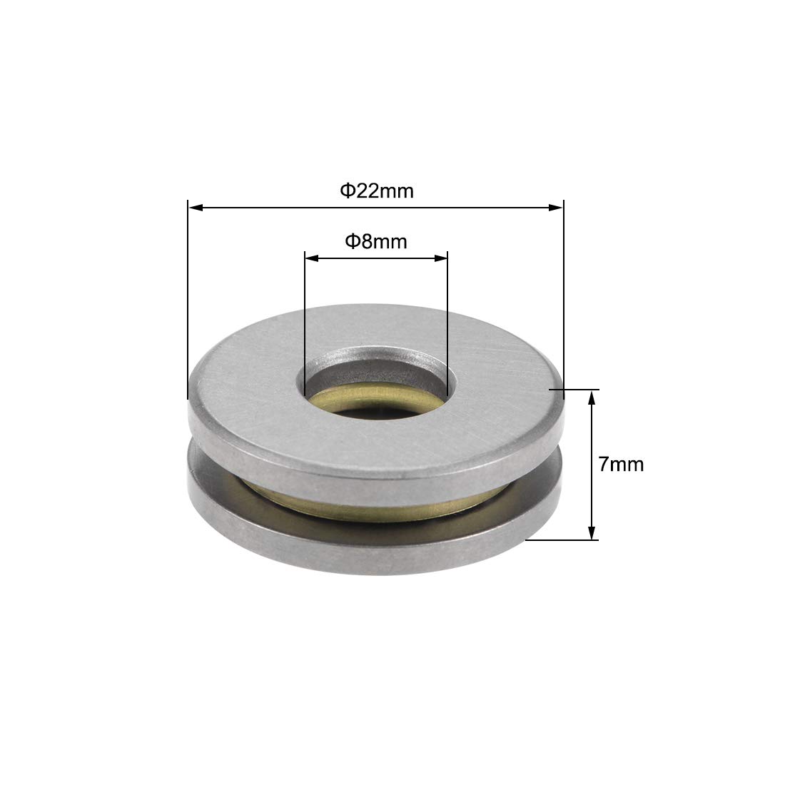 sourcing map 10 Stück Einzelnrichtung F8-22M Axialkugellager 8 mm x 22 mm x 7 mm Chromstahl