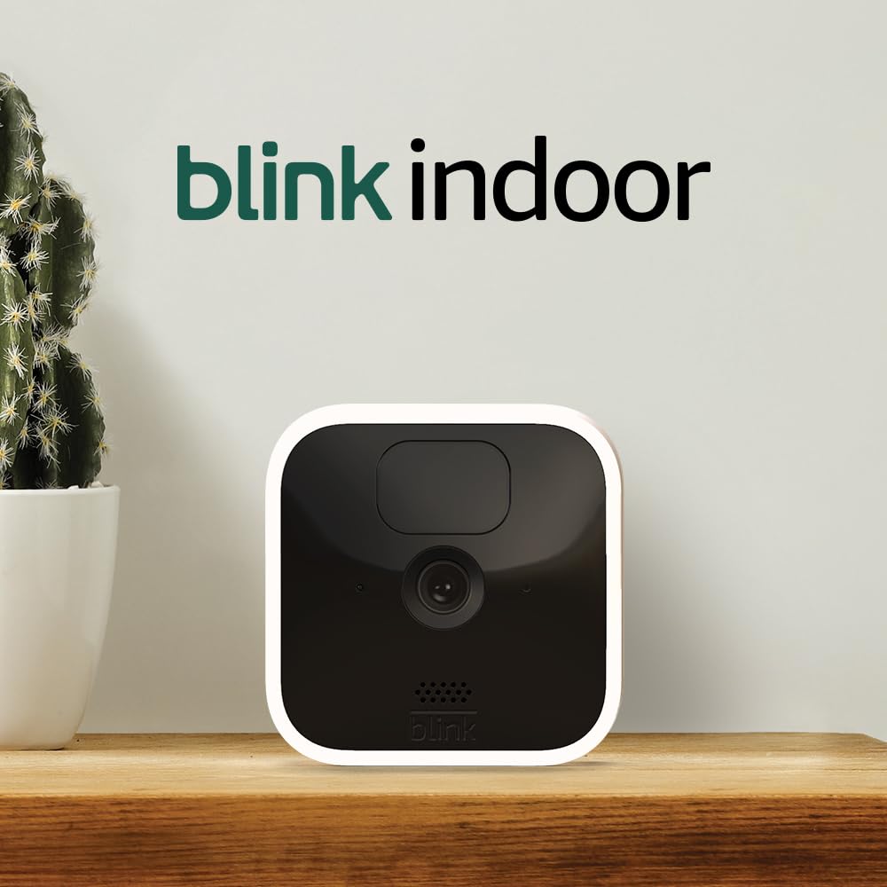 Blink Indoor, Caméra de surveillance HD sans fil avec deux ans d'autonomie, détection des mouvements et audio bidirectionnel, fonctionne avec Alexa | Kit 2 caméras