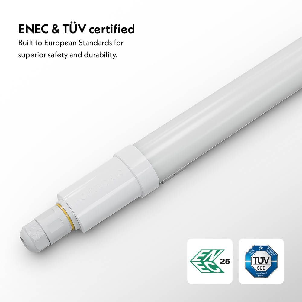 HOFTRONIC Lot de 4 réglettes LED 150 cm intérieur/extérieur - 48 W, 6 720 lumens - blanc lumière du jour 6 500 K - connectables jusqu’à 8 unités - sans scintillement - LED intégrées - R-Series Pro